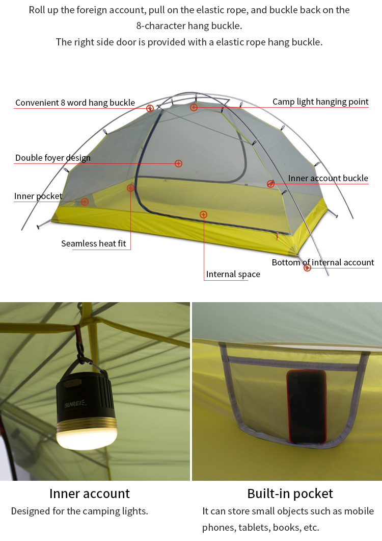 Cheap Goat Tents 3F UL GEAR Green and white 4 Season Camping Tent 15D Nylon  Double Layer Waterproof Tent for 2 Persons Tents 